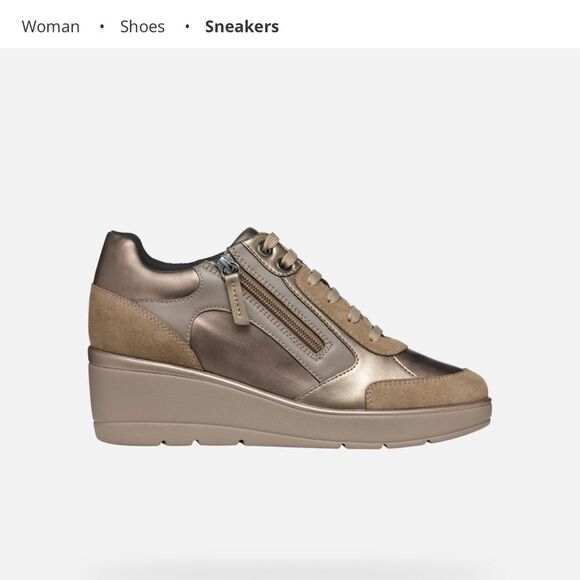 Geox Ilda wedge Women's Sneakers in Metallic & brown sz 10.5 - Picture 1 of 14